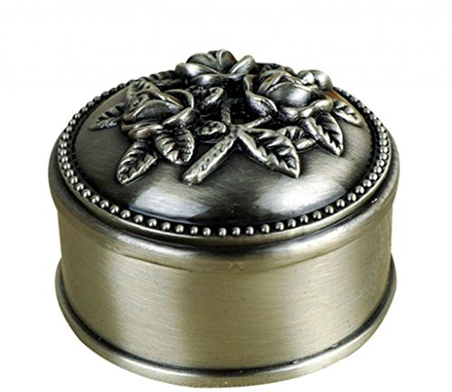 Unendlich U Luxus Schmuckkästchen Retro Style Antique Herz und Rose mit klein schmuckkasten für Damen,Reines Zinn-Schmuckstück,Silber
