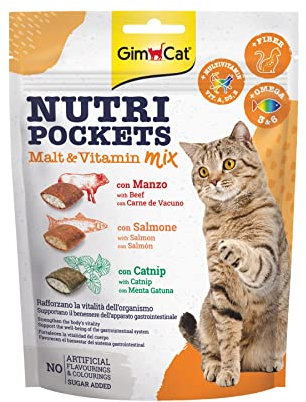 GimCat Nutri Pockets Malt-Vitamin Mix - Knuspriger Katzensnack mit cremiger Füllung und funktionalen Inhaltsstoffen - 1 Beutel (1 x 150 g)