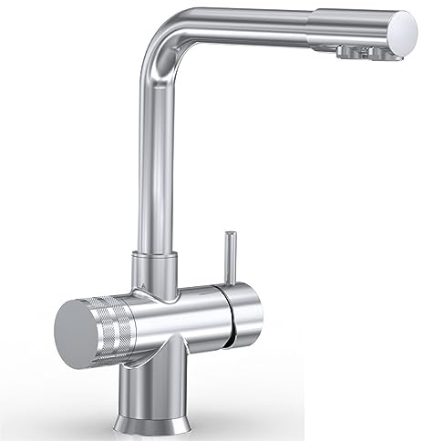 3-WEGE-NIEDERDRUCKARMATUR GM L-Auslauf Chrom für kaltes, heißes und gefiltertes Wasser. Eine elegante und stillvolle Ergänzung für Ihren Wasserfilter. Einzigartig und patentiert! Made in Italy! Küchenarmatur , Spültischarmatur , Mischbatterie , Dreiwege Niederdruck Wasserhahn . Für Osmoseanlagen Trinkwasseranlagen