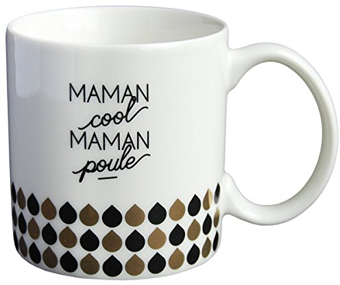 Draeger - Mug Original - Tasse À Thé à Offrir en Cadeau à Vos Proches - Tasse À Café en Porcelaine Fine - 350 ML 8 cm de diamètre x 8,5 cm de Hauteur Maman Cool Maman Poule