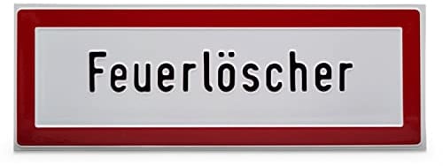 Hinweisschild „Feuerlöscher“ - 29,7 x 10,5 cm - Aluminium geprägt - Hinweise für die Feuerwehr - Brandschutz-Erstausstattung nach DIN 4066-D1 - Betriebsausstattung24®