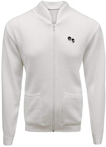 G5 APPAREL Bowls Lawn Bowling White Zip Pocket Cardigan with Logo