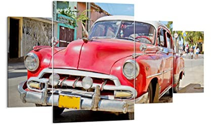 Mehrteilige Bilder auf Leinwand 160x90cm Leinwandbild Chevrolet Auto Havanna Groß XXL Wanddeko Bild Schlafzimmer Set 4 teilige Wandbilder Dekoration Wohnzimmer Canvas Wand Kunstdruck Art DL160x90-2411