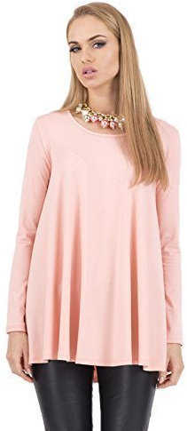FUTURO FASHION Sensible Femmes Haut Mini Robe DECOLLETé Tunique Manches Longues 8538 - Saumon, EU 40 (L)