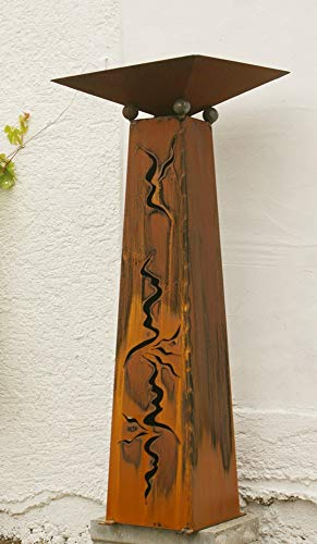 Gartendekoshop24 - Gartendeko Metalldesign, Edelrost. Rostsäule 125 cm mit Schale. Handgefertigte, konische Gartenrostsäule, Outdoor, wetterfest. Gartenschale bepflanzbar, Dekoschale
