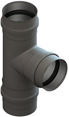 Pelletrohr T-Anschluss 90° mit abnehmbarer Kondensatschale, Ø 100mm, Edelstahl gussgrau lackiert