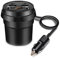 MoLiSmart 2 Prise Allume-Cigare Adaptateur avec Double USB Chargeur de Voiture et LED Affichage de Batterie Tension Support de Tasse Verre pour iPhone XS Max iPad 11 et Plus