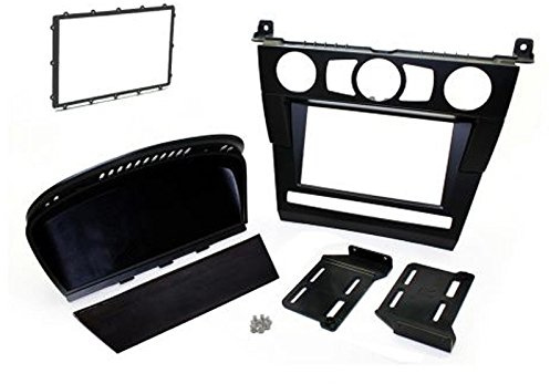 Schlauer-Shop24 Einbauset : Doppel 2-DIN Radio Blende KFZ Halterung Radioblende - schwarz für BMW 5er (E60) 2003-04/2007 - nur für Modelle ohne Verstärker im Lichtleiter!