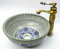Floral Vintage Bathroom Cloakroom Ceramic Counter Top Basin Sink Washing Bowl (35cm, Green Floral)