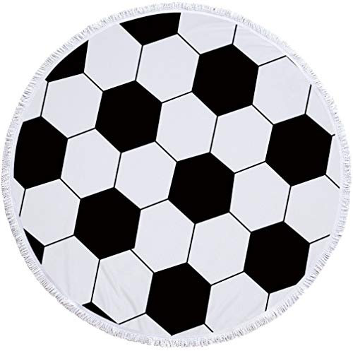 Sticker Superb Runde Strand Handtuch Quaste Böhmischen Bad Handtücher Große Decke Picknick Yoga Matte Reise Boho Tischdecke für Wohnzimmer Wohnkultur (Fußball)