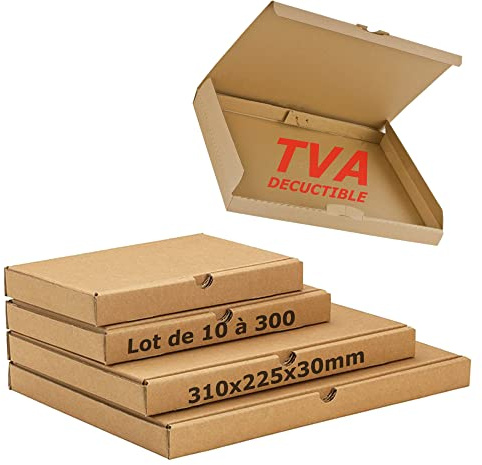 JECO - Lot de 50 boites postales extra-plates 310 x 225 x 30 mm marrons boites carton expédition format lettre épaisseur 3 cm