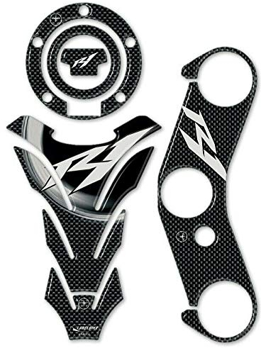 labelbike - 3D Aufkleber-Set für Motorräder kompatibel mit Yamaha YZF R1 2004-2006 Carbon-Look mit weißen Oberflächen