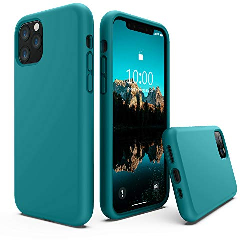 SURPHY Liquid Silicone Case Compatible with iPhone 11 Pro Case, Soft Rubber with Microfiber Cloth Lining Full Body Design Shockproof 5.8 inch Phone Case for iPhone 11 Pro, Teal Blue