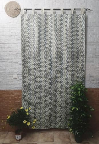 Mercatienda Cortinas Rústicas Alpujarras Jacquard - Diseño de Rayas, 140x260cm - 55% Algodón 45% Poliéster - Certificación Oeko-Tex - para Uso Interior y Exterior. (Multicolor)