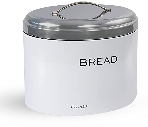 Stainless Steel Oval Shaped Bread Bin Loaf Storage ColorWhite/Silver/Copper (White)