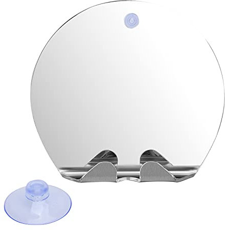 Miroir de salle de bain, miroir de douche rond pratique sans buée avec porte-rasoir à ventouse pour le maquillage pour le rasage pour la douche