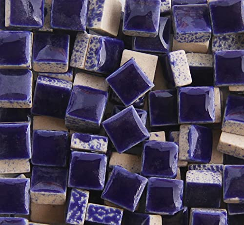 200 Stück/200 g Quadratische Formen 1,0 x 1,0 cm Mosaikfliesen Quadratische Keramik Mosaik Glasstücke für Heimdekoration oder DIY Handwerk - Dunkelblau