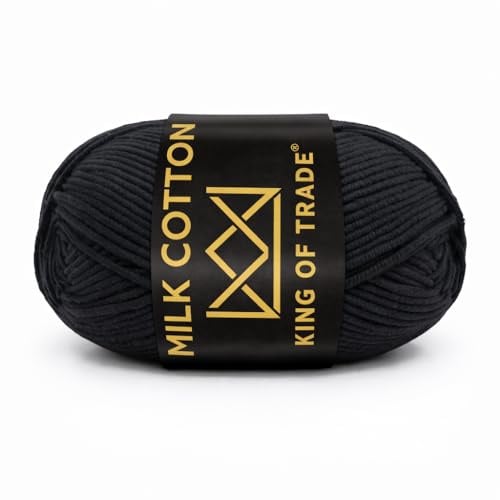Milchwolle Milchbaumwolle Milchgarn Häkeln Stricken 100m 50g 7 Stück Schwarz