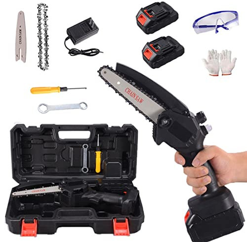 LLYLAY Mini Chainsaw,6 Inch Cordless Battery Powered Chain Saw, One-hand Chainsaw,Electric Chainsaw, Handheld Mini Chainsaw For Cutting Pruning And Gardening (Color : Black-36V, Size : 1*Chain)