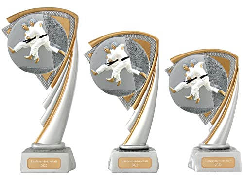 Druckspezialist Judo Pokal Pokalset CROZON Kampfsport Trophäe mit Gravur (M - 17 cm)
