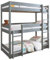 Blisswood Bunk Bed, 3ft Triple Bunk Bed With Ladder High Sleeper Kids Bed, Solid Pine Wood Kids Children Bed frame for Bedroom, Grey (L197 x W96 x H198 cm)