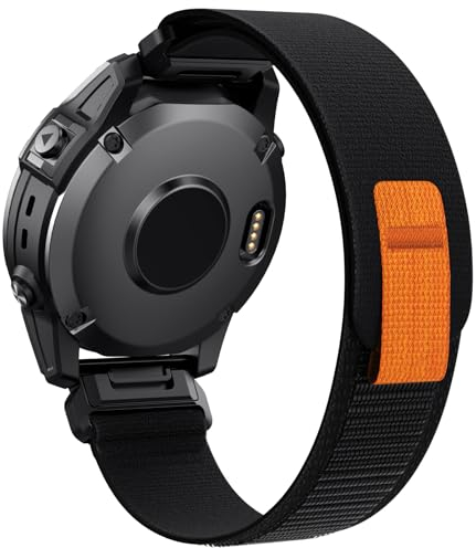 NotoCity für Fenix 6x Pro Armband, für Garmin Fenix 7x/5x/6x Armband, Quickfit 26mm für Garmin Fenix 3/3 HR/7x Pro/5x Plus/8 51mm Uhrenarmband, Enduro, Epix Pro 51mm Nylon(Schwarz)