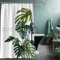 Musihy Duschvorhang 240 Breit, Bad Vorhang Weiss Grünes Pflanzenschildkrötenblatt Shower Curtains Extra Wide