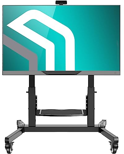 ONKRON TV Ständer rollbar für 50-100 Zoll Fernseher, max Last bis 130 kg, professioneller Wagen TV Standfuss höhenverstellbar, max VESA 1000x600, neigbar Fernsehständer mit Rollen Schwarz TS1991-B