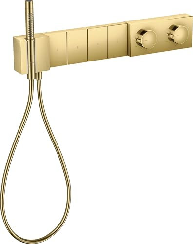 hansgrohe AXOR Edge Thermostatmodul Select 610/100 Unterputz für 4 Verbraucher, Diamantschliff, 46721990, Farbe: Polished Gold Optic