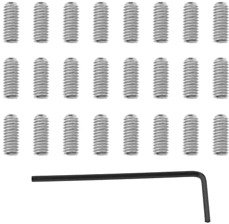VGOL 50pcs Metric Metal Guitar Bridge Saddle Height Adjustment Screws Compatible with Stratocaster/Telecaster with 1x Allen Wrench Silver, M3x8mm