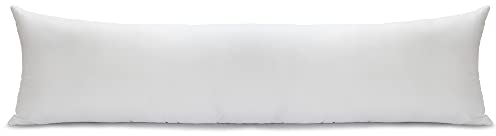 Cuscino Letto per Dormire 40x145 Guanciale Lungo Morbido Antiacaro Anallergico Traspirante per Letto Matrimoniale e Decorativo Divano con Imbottitura 100% Poliestere e Federa in Microfibra Bianca