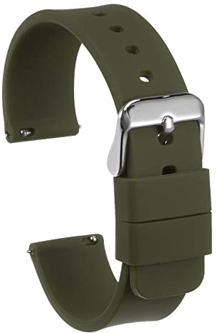sourcing map Bracelet de Montre Silicone 14mm Largeur Souple Dégagement Rapide Caoutchouc Remplacement Montre Bande avec Inox Acier Boucle pour Homme Femme, Vert