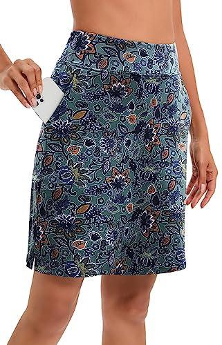 Timuspo Damen Wanderrock mit Innenhose knielange Tennis Skorts Hosenrock für Sommer-Outdoor-Sportarten,XL
