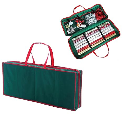 Christmas wrapping Paper Holder storage bag with internal pockets ideal for Gift Wrap Organiser for Bows Tags & Ribbon storage gift wrap package Christmas decoration bag (1)
