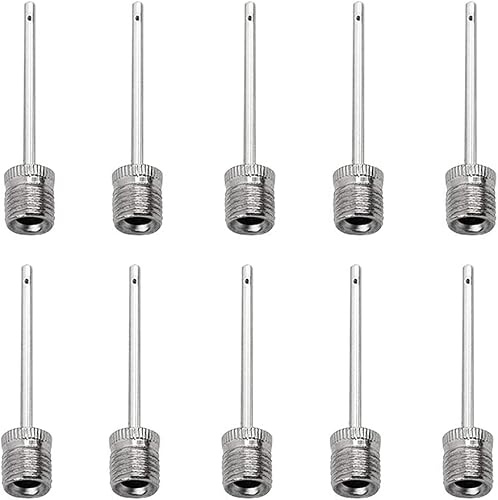 Dual-Airflow Double-Speed Fast Inflating Pump Needles - Adapter Needles for Football, Rugby, Volleyball, Netball, and More (Silver-10pcs)