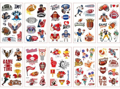 Sanfly 10 Blätter/Set Cartoon Football Temporäres Tattoos Sportthema Tattoo Sticker wasserdichte Gefälschte Tattoo Für Partyzubehör