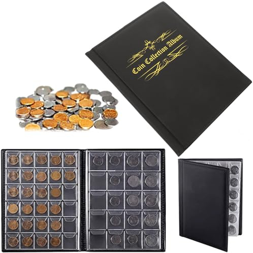 480 Pochette Classeur Pieces 2 Euros De Monnaie,Noir Album de pièces de monnaie,Collection Pièces de Monnaie,Album Numismatique Collection Piece,D'Argent Penny Pocket pour collectionneurs