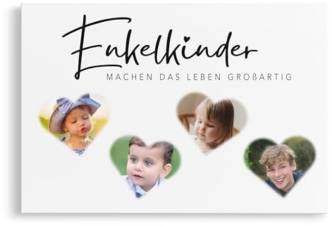 DEL MÀ Unique & Personal Personalisierte Leinwand Enkelkinder Bild Fotogeschenk mit eigenen Fotos Fotocollage Oma und Opa Geschenk Großeltern Leinwandbild (60x40 cm)