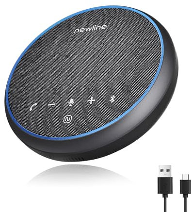 Conference Speaker and Microphone, Bluetooth Speaker with Microphone, 360° Voice Pickup, AI Noise Reduction, Dual Connectivity, USB C Conference Room Microphone for Meetings, NewPie