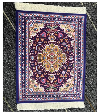 Qiantull Tapis de souris Mini tapis créatif en tapis oriental Motif tissu textile Petit tapis de souris avec pompons en coton Tapis de souris Accessoires d'ordinateur Sous-verre 28 x 18 cm A20 Violet