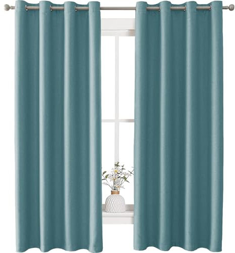 Ystyle Rideau Occultant Thermiques Lot De 2, Rideaux Effet Lin, Rideau Thermique Isolant Anti Froid Et Chaleur, Rideau Isolant Thermique, Rideau Salon, Rideau Phonique, 140x180 cm, Bleu Clair
