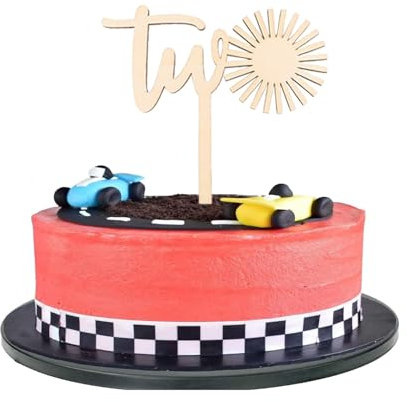 ParPix Cake Topper Deko 2. Geburtstag Mädchen Junge, Holz Geburtstags Deko 2 Jahre Junge Happy Birthday Tortendeko Geburtstag, Kuchen Topper Dekorationen für Junge Mädchen 2. Geburtstag Party Supplies