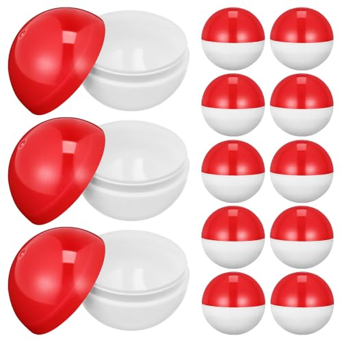 TOYANDONA 25 befüllbare Tombola-Kugeln 50 mm Rot-Weiß Kunststoff-Kapseln | Leere Kaugummikapseln passend für Kaugummiautomaten, Party-Mitgebsel, Kindergeburtstage, DIY-Adventskalender und Ostern