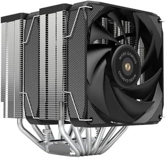 Mars Gaming MCPU-XU6, Disipador CPU Doble Torre, TDP 350W, 2x Ventiladores de Aspas Híbridas y Rodamiento FDB de Cobre Hiperbalanceado, 6 Heatpipes Tecnología HCT ULTRA, Multisocket Universal, Negro