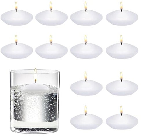 12 Pcs Floating Candles, 1.37 Inch Floating Candles Water Candles Small Round Floating Water Candles for Wedding Halloween Christmas Party Home Table Centrepieces Decorations