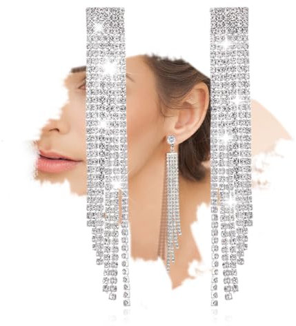 JEYORZY Schicke Kronleuchter Quaste Ohrringe mit funkelnden Zirkonia Kristallen perfekt für Frauen und Mädchen, mit langen Tropfen und gestochenen Ohrhängern