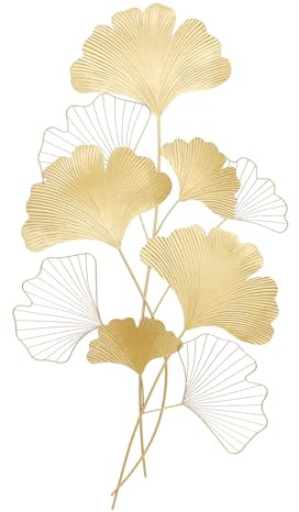 PansyWind Wanddeko Metall Gold Gingko Wanddekoration 3D Deko Ginkgo Blätter Wandkunst Wandbild Wohnzimmer