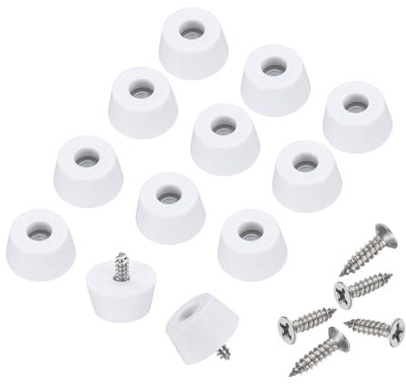 sourcing map 24pcs Rubber Feet Bumpers Buffer Non-Slip Rubber Feet Pad with 5mm Screws for Cutting Board, Cutting Board Feet Non-Slip, Cutting Board Rubber Feet (White, 0.5H x 1D)