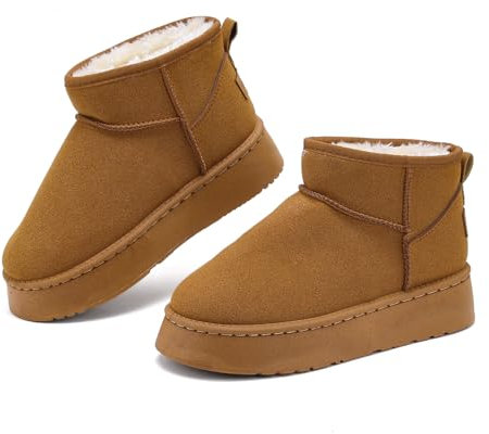 Jesindr Stivali Da Neve Donna, Invernali Caldo Comode Leggeri e Antiscivolo con Foderato Pelliccia Scarpe, Breve Doposci Stivaletti Scarponcini Scarpe Stivali per Esterni