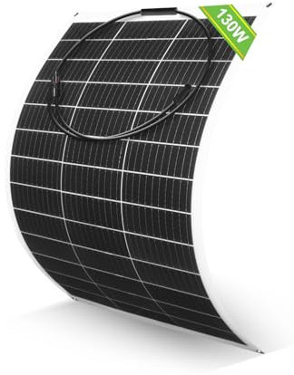 ECO-WORTHY Panel solar flexible de 130 W, 12 V, monocristalino, semiflexible, para caravanas, barcos, techos, vela, balcón, kit de panel solar fuera de la red